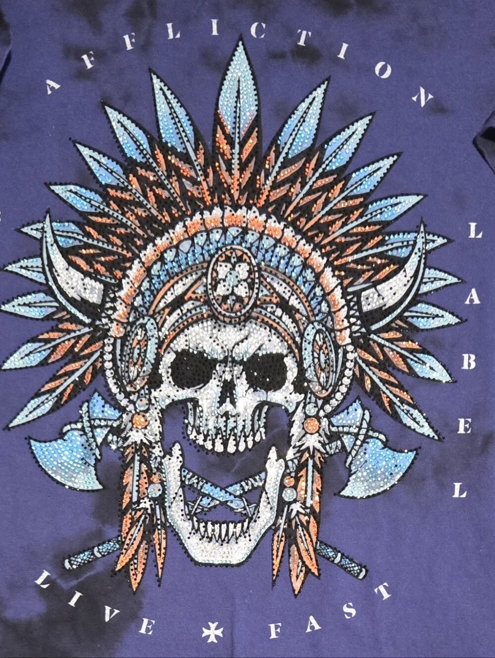 Affliction Black Label  Purple with Blue, Orange & White Accents